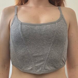Gray Women's Ribbed Crop Top